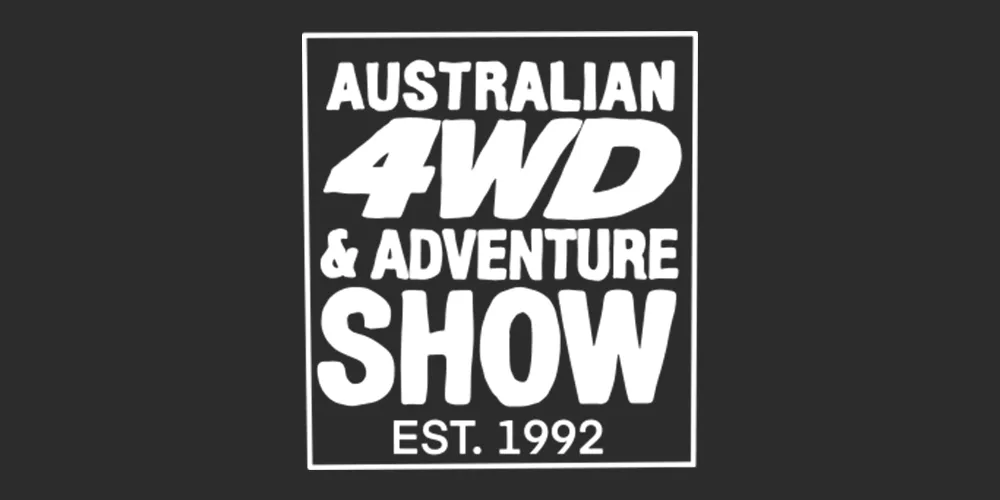 Australian 4WD & Adventure Show logo with bold white text on a dark background, established 1992.